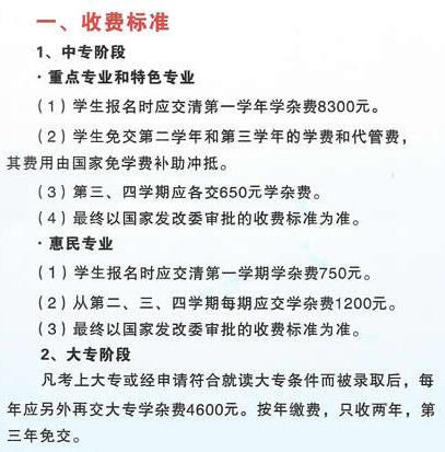 达州西南职业技术学校学费、费用多少？